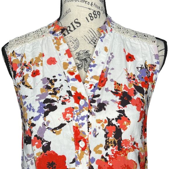 Market & Spruce SMALL Cassie Crochet Detail Top - Stitch Fix Sleeveless Blouse - Picture 5 of 11